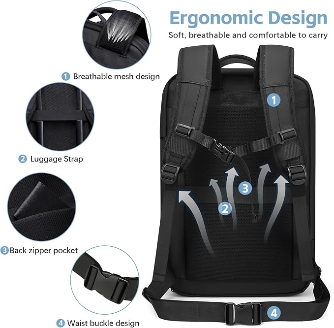 Vacuum Compression Backpack for Travel, 47L Expandable Airback Backpack with Pump, 17 inch Laptop Backpack Luggage Flight Approved with Vacuum Compression System