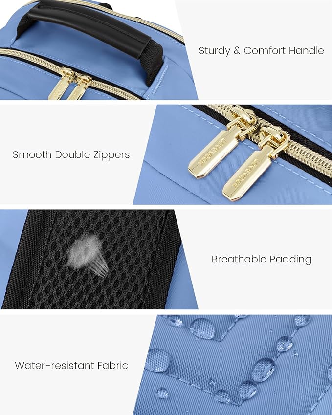 LOVEVOOK Laptop Backpack Purse for Women, Work Business Travel Computer Bags, College Nurse Backpack for Womens, Quilted Casual Daypack with USB Port, Fit 15.6 Inch Laptop, Blue