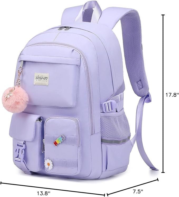 abshoo Big Student Laptop Backpack For College Women Middle High School Teen Girls Bookbag Travel Daypack (Purple)
