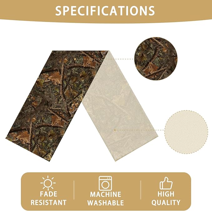 Camo Table Runner Seasonal Spring Fall Kitchen Dining Linen Table Decoration for Indoor Outdoor Home Party Dinner 13x72 Inch