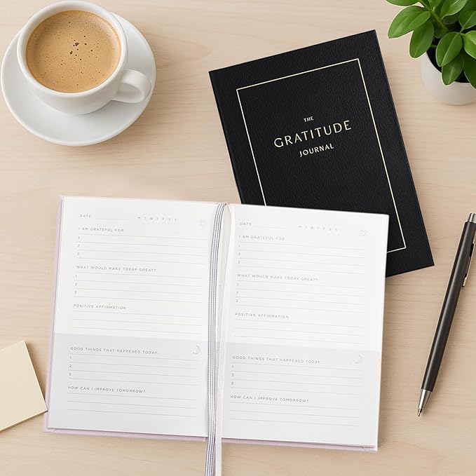 And Per Se Gratitude Journal – Five Minutes a Day to Cultivate Mindfulness, Happiness, Positive Vibes, Affirmations & Self-Reflection – Undated Daily Gratitude Journal for Women & Men (Black)