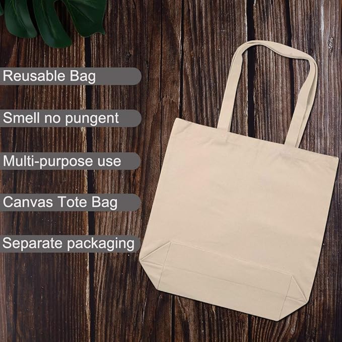 Canvas Tote Bags - 2 Pcs Multi-Purpose Reusable Bags - Perfect for Grocery, Shoppping & DIY Gifts