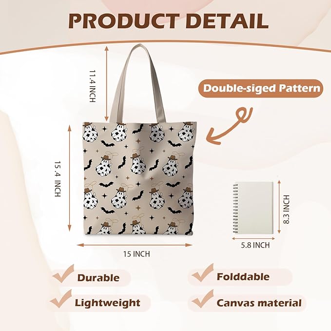 Halloween Tote Bag, Halloween Gifts for Women, Horror Tote Bag, Reusable Grocery Bags Shopping Bags