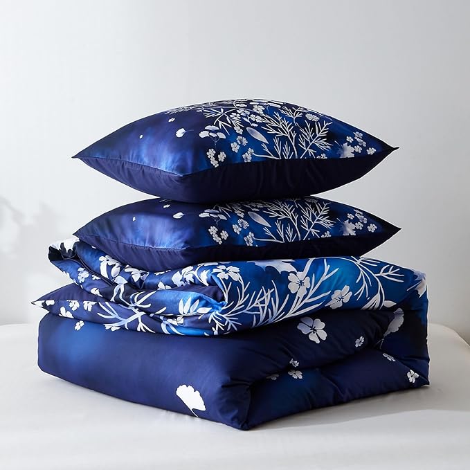 Cupocupa Duvet Cover Twin Size Set Boho Floral Pattern Twin Duvet Cover Set for Twin Size Bed Vintage Soft Bedding Leaf Print Duvet Cover with Pillowcases