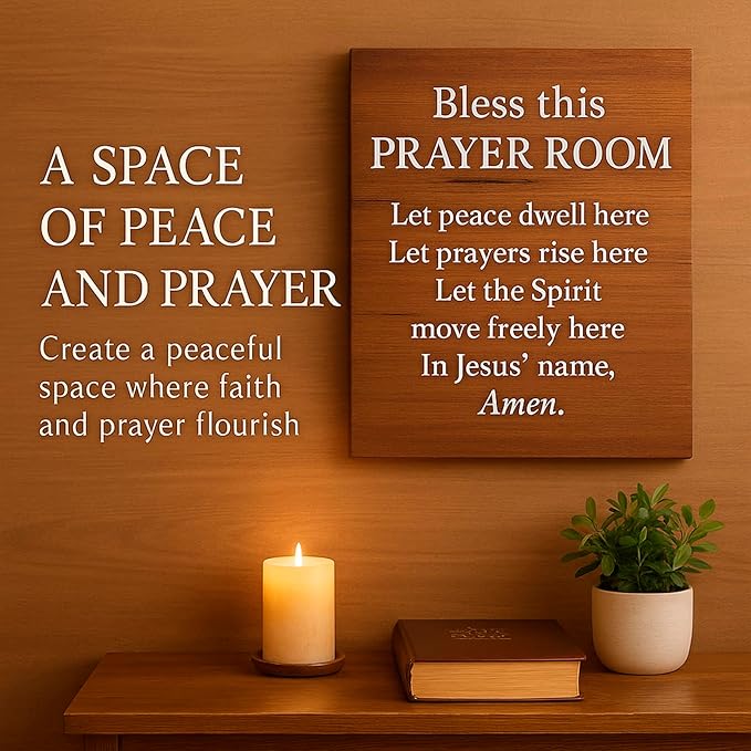 Bless This Prayer Room Canvas Print – Christian Blessing Wall Art Sign, 12x16 inch Faith Room Decor for Home Chapel, Meditation Space, and Prayer Corners