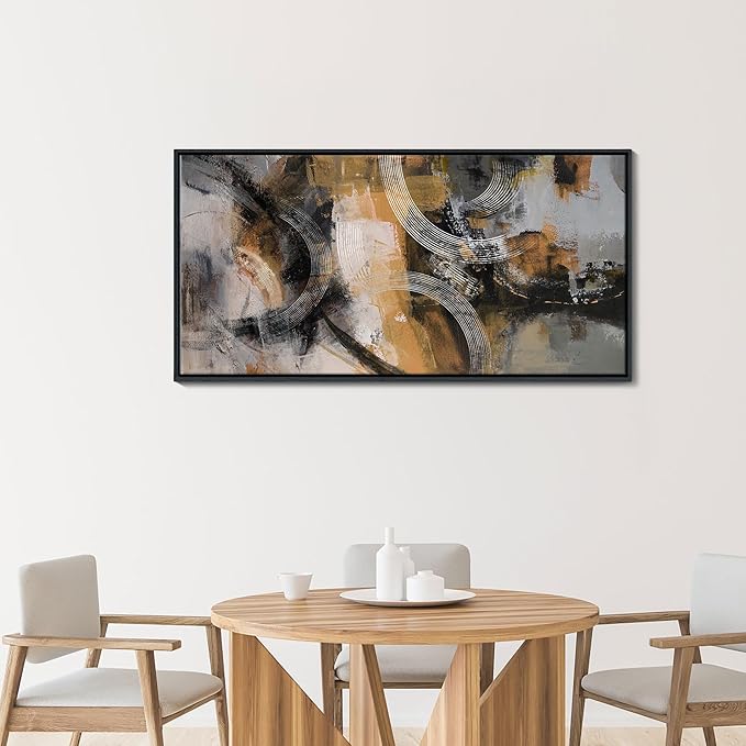 KLAKLA Wall Art for Living Room & Office - Modern Abstract Canvas Wall Art Decor - Orange, Gray, Yellow Paintings & Pictures for Living Room - Bedroom Wall Decor 24×48IN