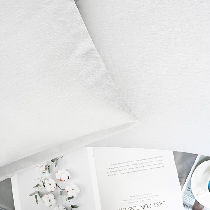 CaliTime Throw Pillow Covers Decorative 20 X 26 Inches Pack of 2 Cozy Chenille Standard Pillow Shams Cases for Couch Sofa Bed Living Room Home True White