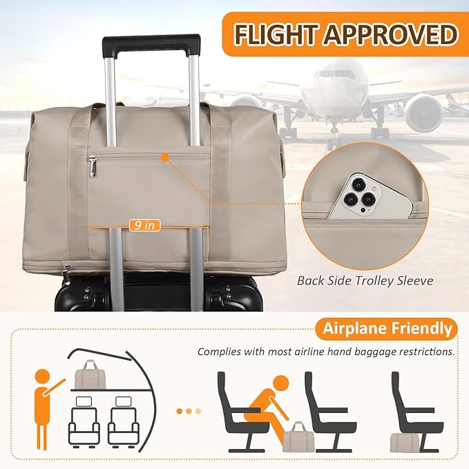 Expandable Travel Duffle Bags Weekender Overnight Bags for Women Men Hospital Bag for Women Labor Delivery with Toiletry Bag Waterproof