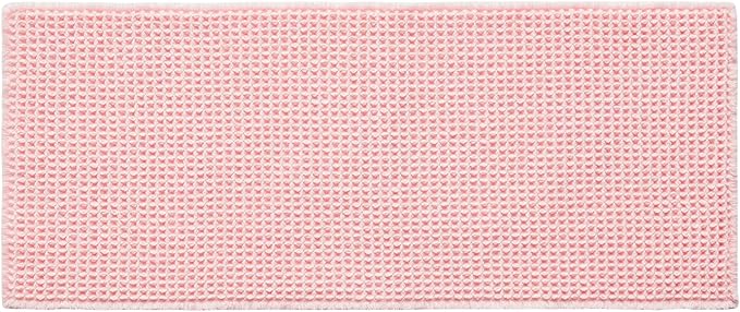 Light Peachy Pink Long Bathroom Rugs, Waffle Runner Rug Bathroom Non Slip Washable Quick Dry Cute Bath Mat Boho Farmhouse Bath Mat, 60"x24" Light Peachy Pink