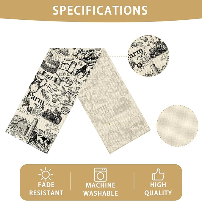 Farm Burlap Table Runner Seasonal Spring Fall Kitchen Dining Linen Table Decoration for Indoor Outdoor Home Party Dinner 13x72 Inch