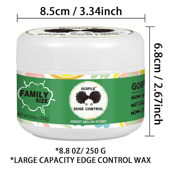 8.8 OZ Edge Control Wax for Women Strong Hold Non-greasy Edge Control Smoother Edge Wax Styling Gel Edge Control for Black Hair No Flaking, White Residue, Shine and Smooth (Sweet Melon)