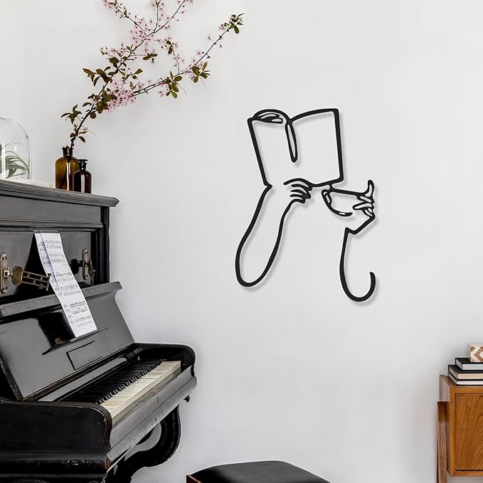 3 Pcs Metal Wall Art Decor Minimalist Abstract Woman Wall Art Metal Modern Line Drawing Decor Female Single Line Home Hanging for Bedroom Kitchen Bathroom Living Room(Book)