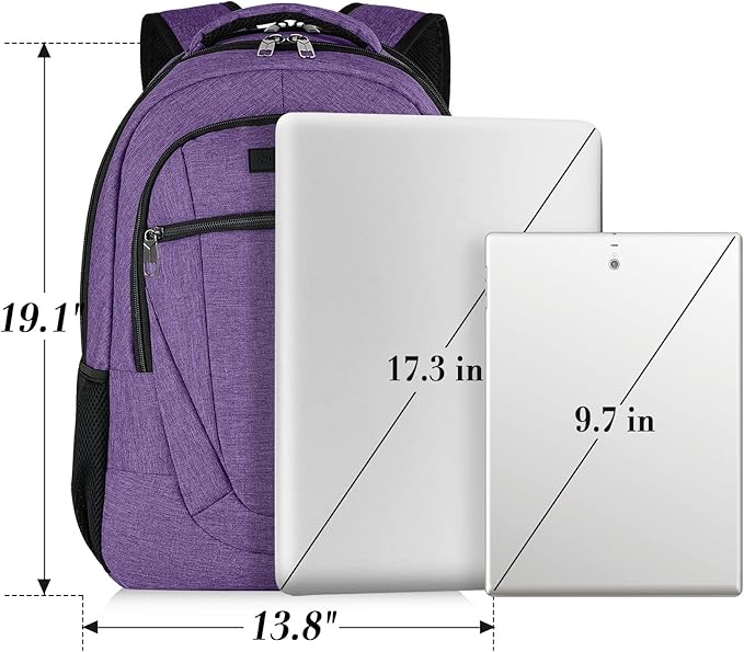 BIKROD Backpack for Women and Men, Extra Large School Backpacks for Teens, Water Resistant Back Pack with USB Charging Port Fits 17 Inch Laptop, Business Anti Theft Sturdy Computer Bag Gifts, Purple