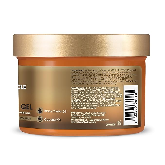 African Pride Black Castor Miracle Extra Hold Braid, Loc, Twist Gel (3 Pack) - Braiding Hair Gel, Edge Control & Tames Frizz, No Flake | Natural Ingredients, Black Castor & Coconut Oil | 12oz