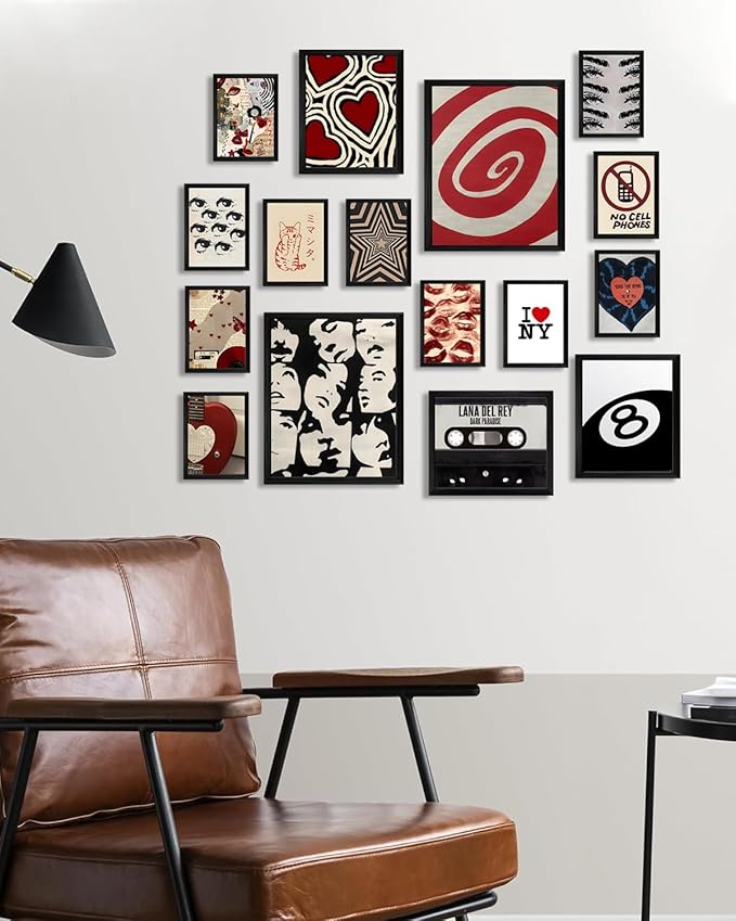 ASTRDECOR Downtown Girl Room Decor Set of 16 - Y2k Posters for Bedroom Decor, Downtown Girl Wall Art Prints Aesthetic Pictures, Vintage Coquette Wall Collage Kit Y2K Room Decor for Teen Girls, Retro Rockstar Posters【Unframed】