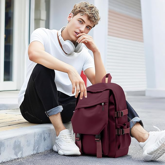 Lightweight School Bag Casual Daypack College Laptop Backpack for Men Women Water Resistant Travel Rucksack for Sports High School Middle Bookbag for girls(Red)