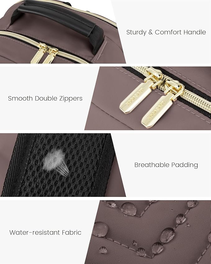 LOVEVOOK Laptop Backpack for Women, Large Capacity Travel Computer Work Bag with 17-inch Laptop Compartment, Business Nurse Backpack Purse, Hiking Outdoor Carry On Backpack, Brown