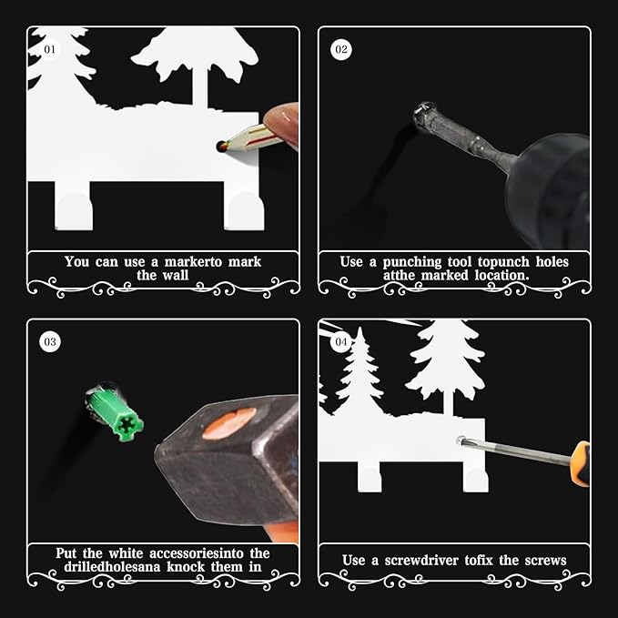 Key Holder Wall Mounted Key Hooks, White Metal Key Rack Hooks, Little Grove, Mountain Theme Wall Decoration Hooks, with 7 Hooks, Applicable to Front Doors, Lobby,Corridor, Offices (12 ")