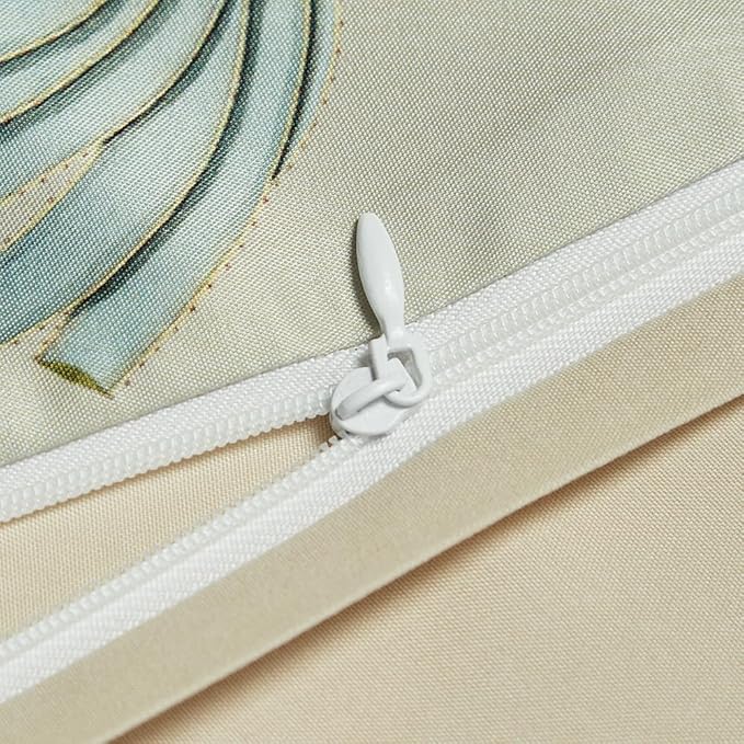 mixinni Garden Style Floral Birds 3 Pieces Duvet Cover California King Size Green Leaves Pattern Printed Cotton Duvet Cover with 2 Pillowcases with Zipper Closure for Him and Her