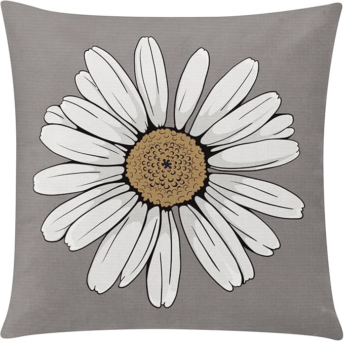 Brown Black Pillow Covers 16x16 Set of 6, Daisy Flower Throw Pillow Cover Case Rustic Square Cushion Cover for Sofa Bedroom Living Room Farmhouse Home Decor