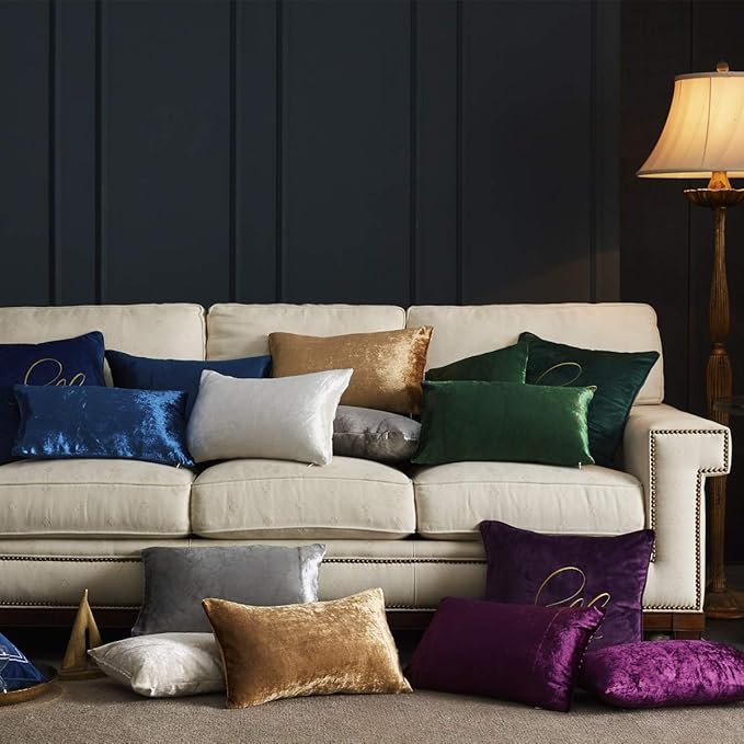 GIGIZAZA Decorative Throw Pillow Covers 16 x 16, Navy Blue Soft Pillow Covers Velvet,Set of 4 Decor Square Cushion Covers