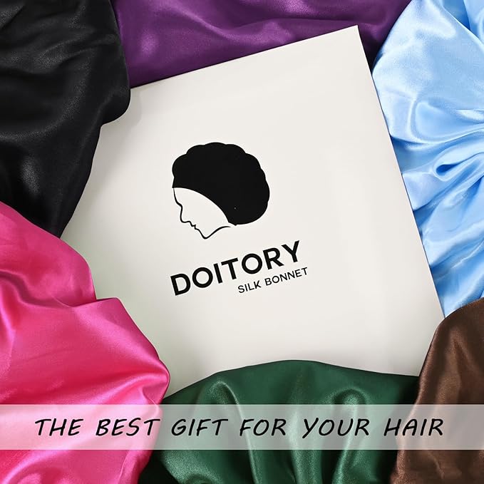 Satin Silk Bonnet for Sleeping, Double Layer Silk Sleep Cap for Men & Women, Soft Satin Lined Bonnet for Natural & Curly Hair(Dark Green)