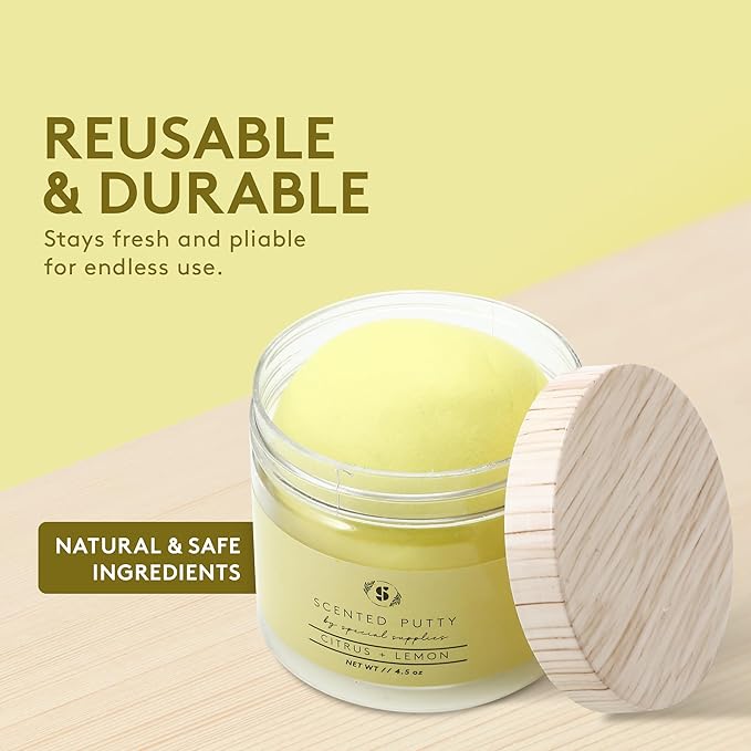 Special Supplies Scented Therapy Putty Dough - Infused with Pure Essential Oils for Aromatherapy and Meditation- Relaxation Gifts for Kids and Adults - Non-Stick (Citrus + Lemon (4.5 oz))