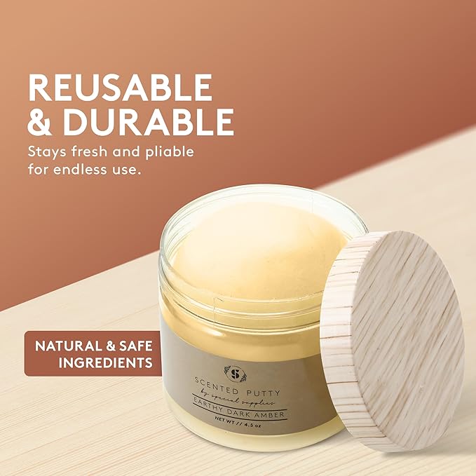 Special Supplies Scented Therapy Putty Dough - Infused with Pure Essential Oils for Aromatherapy and Meditation- Relaxation Gifts for Kids and Adults - Non-Stick (Earthy Dark Amber (4.5 oz))