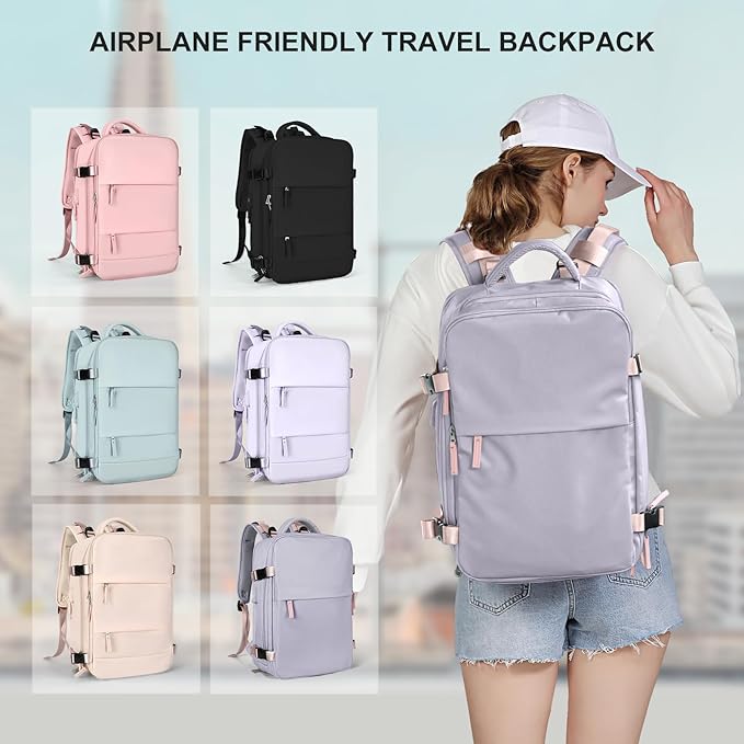 coowoz Large Travel Backpack For Women,Carry On Backpack Flight Approved,Hiking Backpack Waterproof Outdoor Sports Rucksack Casual Daypack