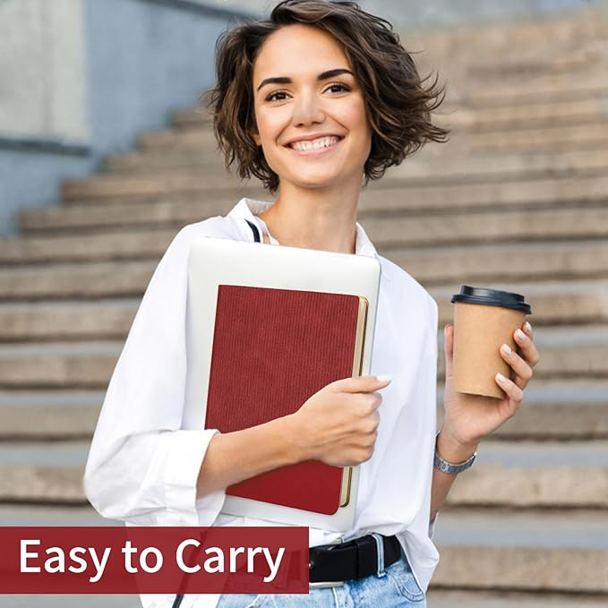 Lined Journal Notebook for Work College Ruled Note Book 5.79"x8.27"A5 PU Leather Daily Journaling 216 Pages for Women Men Writing Home School Supplies Business (B5 Lined 160pages, 08-Red)