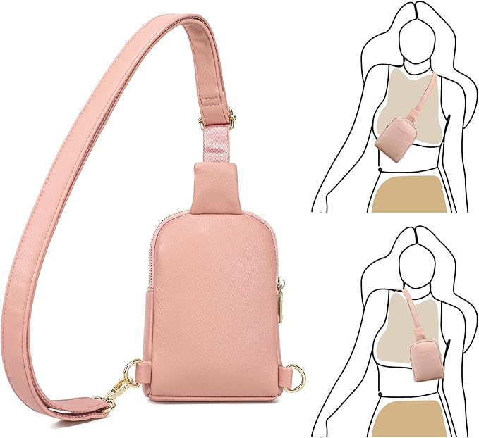 INICAT Travel Small Sling Bag Leather Crossbody Bags for Women Fanny Packs Cross Body Bag for Woman Cross Body Purses