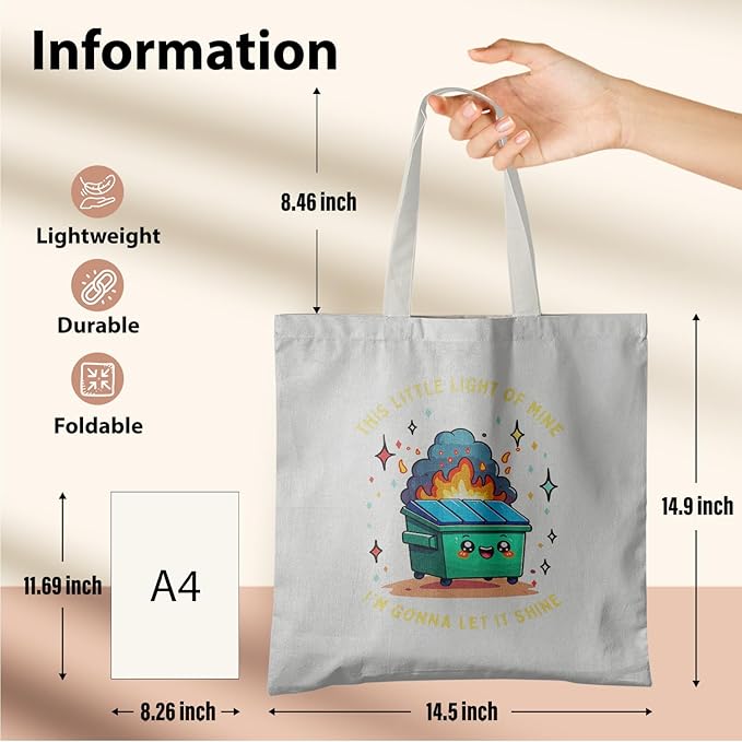 Dumpster Gifts Tote Bag, This Little Light of Mine Dumpster Canvas Tote Bag
