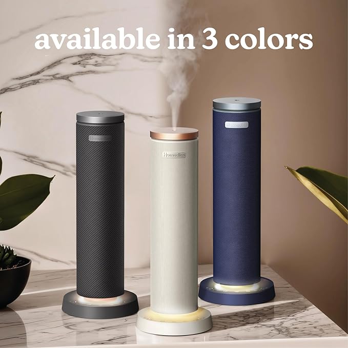 Homedics SereneScent Fabric Rechargeable Waterless Diffuser, Use with Homedics SereneScent Oil 120ml (Sold Separately) Cordless Aromatherapy, Adjustable Mist & Timer, 6 Calming Lights, Future Dusk