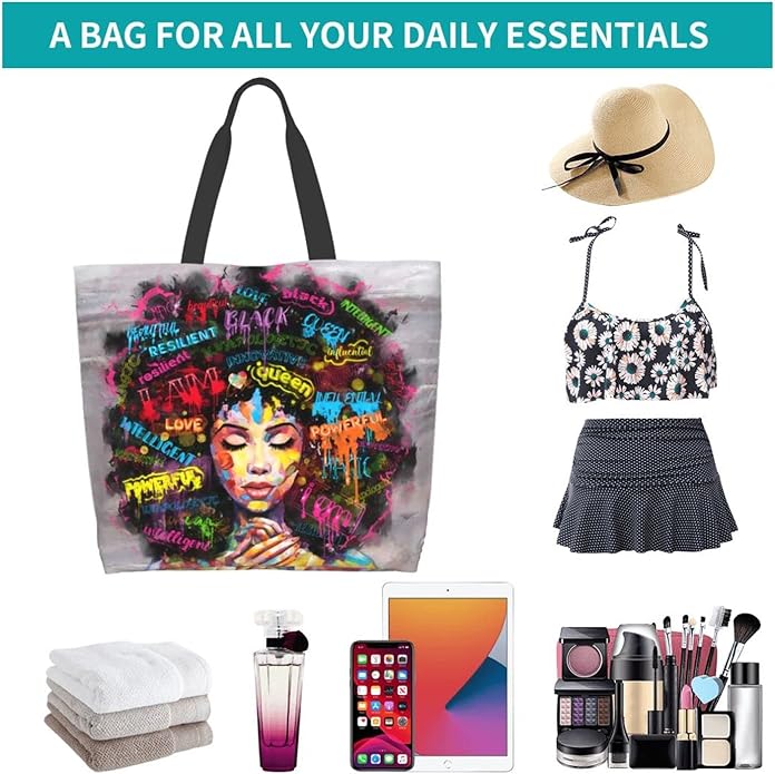 IAGM Women Tote Bags African American Woman Shoulder Bag Afro Black Girl Magic Satchel Handbags For Shopping,Work,Grocery,Gym