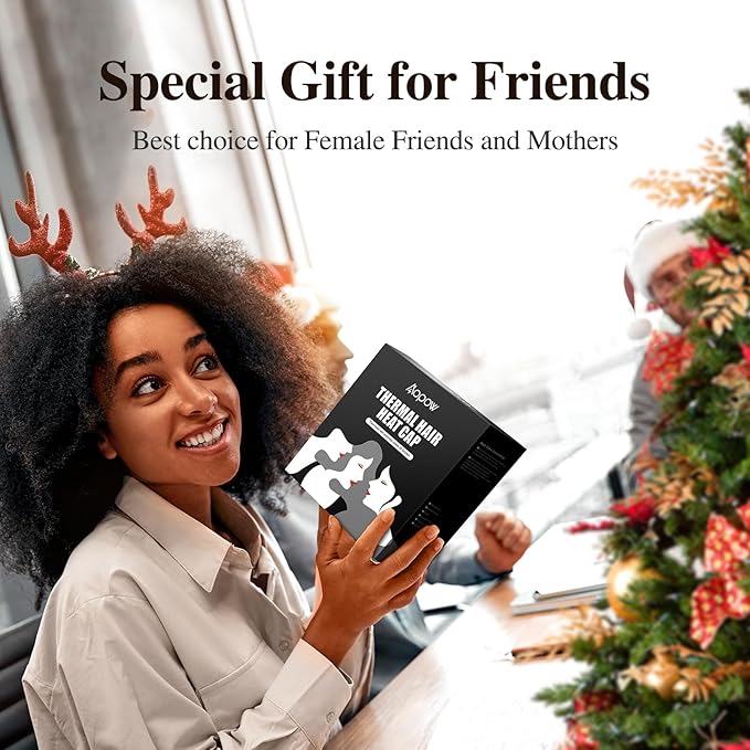 Heated Electric Thermal Steamer Cap for Natural Black Afro Hair - Hot Spa Treatment Hat with Temperature Control for Deep Conditioning at Home - Black