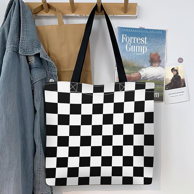 Canvas Tote Bag for Women,Cute Heavy-Duty Shoulder Bag with Zipper Pocket -Travel Tote for Grocery, Gym,Shopping