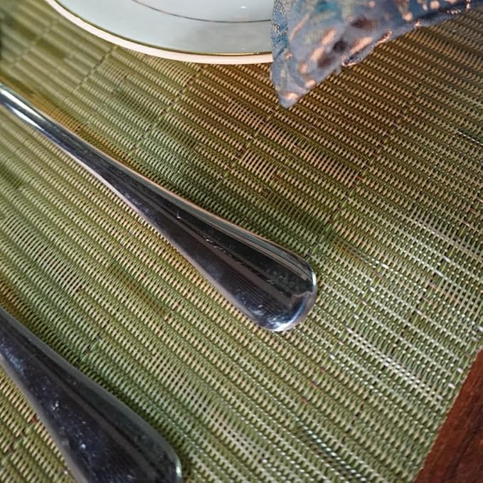 Red-A Placemats Set of 6 for Dining Table Heat-Resistant Washable Place Mats Woven Vinyl Kitchen Table Mats Easy to Clean,Green