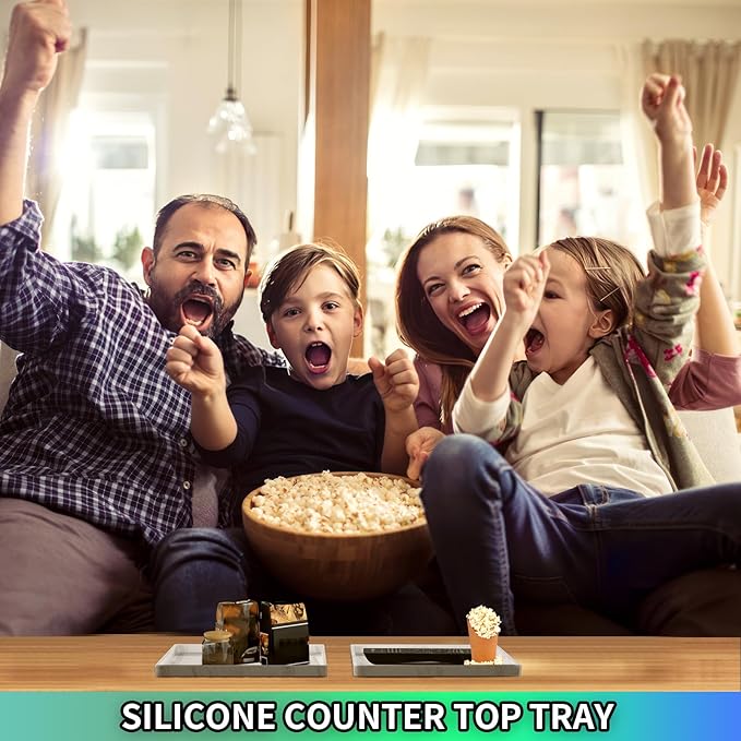 BBK Bathroom Vanity Tray 7.8 in - 2 Pack(Small) Silicone Bathroom Tray for Counter, Perfume Key Trinket Ring Tray, Decor Soap Dispenser Countertop Tray for Kitchen Sink Organization (Faux Marble Look)