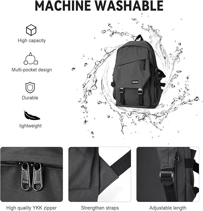 Lightweight School Bag Casual Daypack Laptop Backpack For Men Women Travel Rucksack For High School Middle Bookbag For Girls(Dark grey)