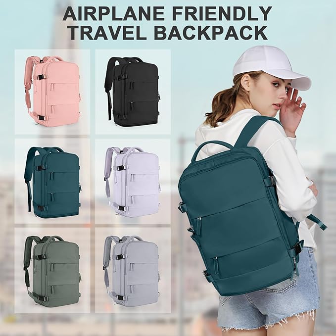 coowoz Travel Backpack For Women Men,Carry On Backpack,Hiking Backpack Waterproof Outdoor Sports Rucksack Casual Daypack Travel Essentials(Peacock Blue)