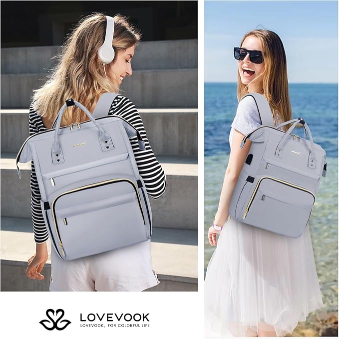 LOVEVOOK Laptop Backpack for Women Teacher Backpacks Nurse Bags,Work Bag Backpack Purse Bags Anti-Theft Travel Backpacks with USB Charging Port,15.6 Inch Backpack for College Business Casual