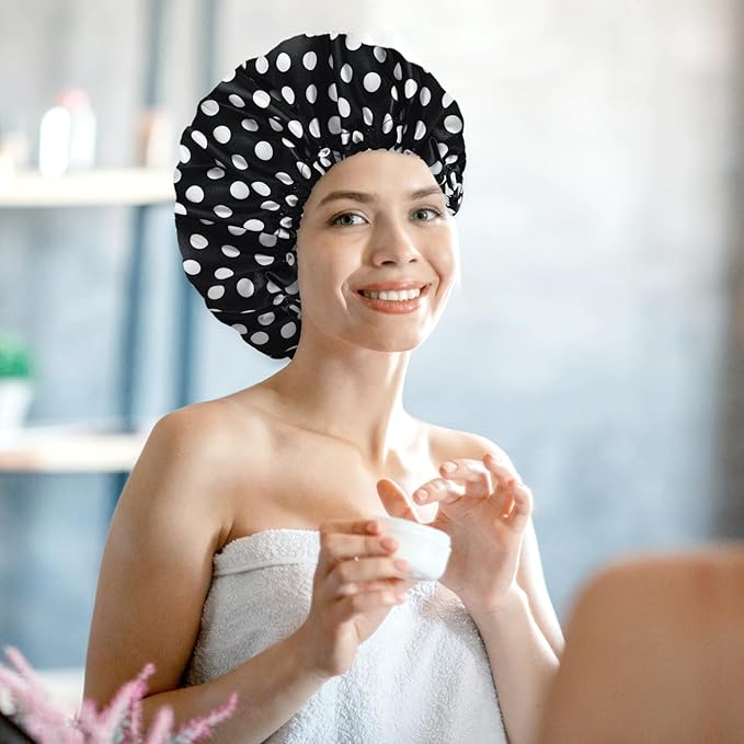 Satin Bonnet Silk Bonnet Hair Bonnet for Sleeping-Slouchy Beanie Hat Satin Sleep Cap for Women's Natural & Curly Hair(Dots)