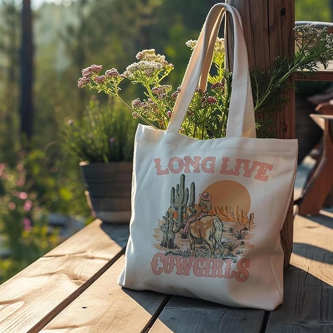 Western Cowgirl Canvas Tote Bags, Country Cowgirl Gift, Shopping Bagss, Aesthetic ToteBag for Women