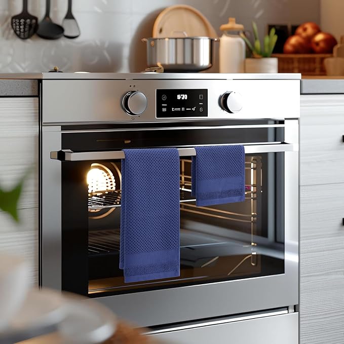 Homaxy Kitchen Towels and Dishcloths Set, 12 x 12 and 13 x 28 Inches, Set of 8 100% Cotton Waffle Weave Kitchen Towels, Super Soft and Absorbent Dish Cloths, Navy Blue