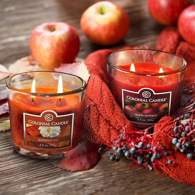 Colonial Candle Apple Orchard Scented Jar Candle, 2 Wick, 3.5 oz, Mottled Wax Candle (Pack of 2)
