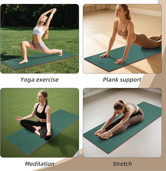 Yoga Mat Non Slip, Anti-Tear 1/4 Thick TPE Yoga Mats for Women and Men, a stylish and practical dual-tone yoga mat.72"x24" Exercise & Fitness Mat with Carrying Strap, Workout Mats for Yoga, Pilates and Floor Exercise