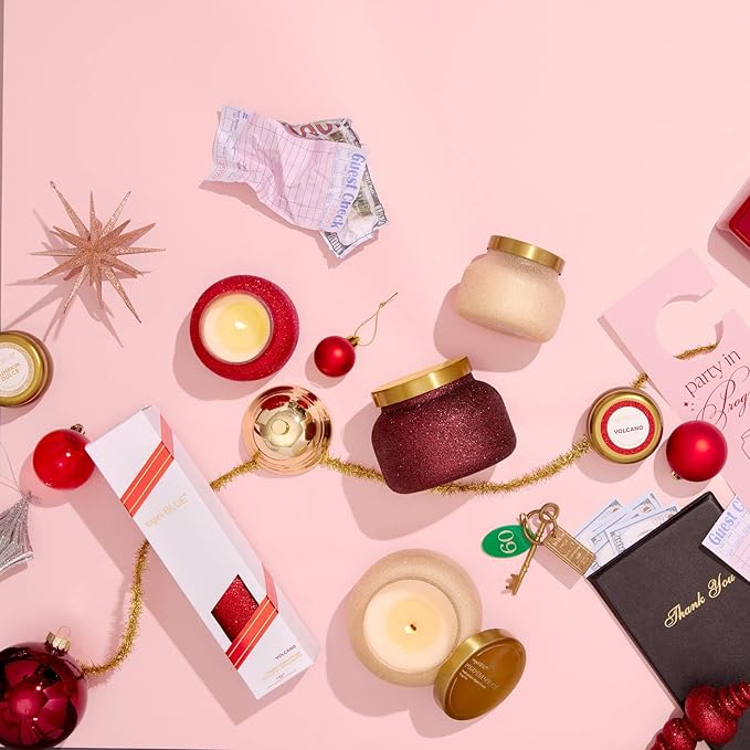 Capri Blue Glam Reed Diffuser - Red Essential Oil Diffuser for Home Decor & Room Decor - Luxury Incense Sticks - Holiday Fragrance (Volcano, 8 Fl Oz)