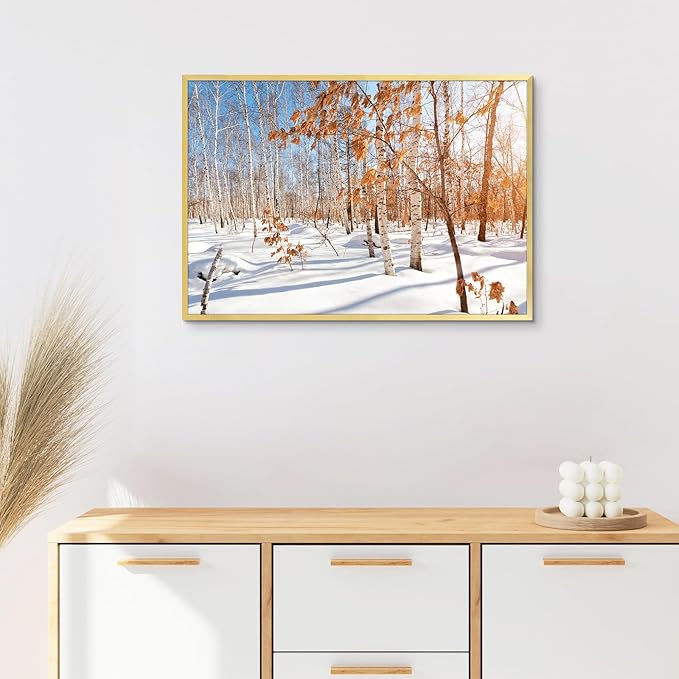 Golden State Art, 16x24 Aluminum Picture Frame, Gold Metal Thin Poster Frames for 16 x 24 inch Photo, Acrylic Front, Wall Hook for Horizontal or Vertical Display, 3 Pack