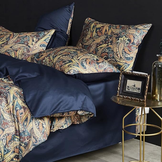 Cupocupa Duvet Cover King Size Set Boho Floral Pattern King Duvet Cover Set for King Size Bed Vintage Soft Bedding Leaf Print Paisley Duvet Cover with Pillowcases