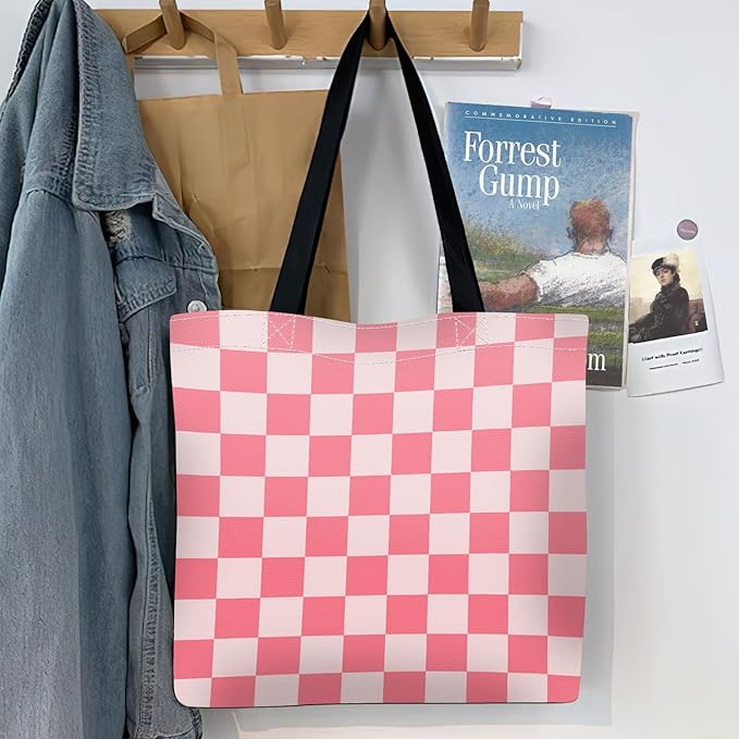 Canvas Tote Bag for Women,Cute Heavy-Duty Shoulder Bag with Zipper Pocket -Travel Tote for Grocery, Gym,Shopping